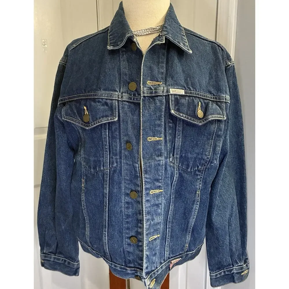 Vintage 80s Guess Georges Marciano Denim Jacket M Blue Jean Trucker USA 10847
